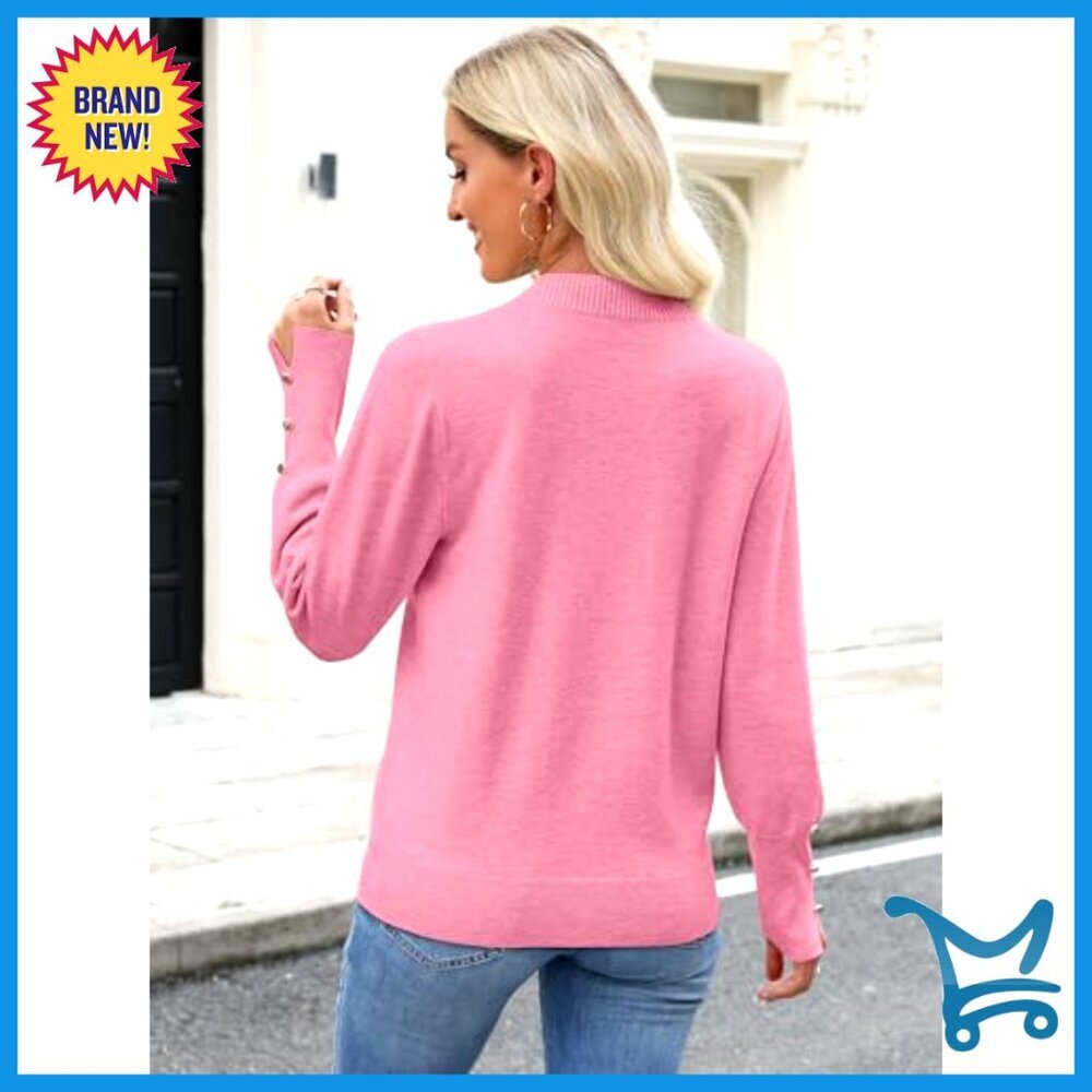 V Neck Pullover Sweater Long Sleeve Loose Knit Business Casual Work Blouse - Picture 6 of 7